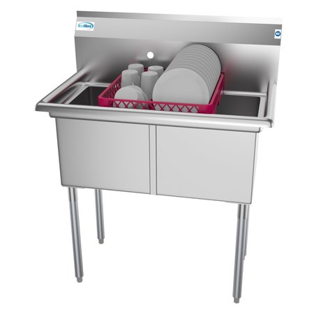 KOOLMORE 2 Compartment Stainless Steel NSF Commercial Kitchen Prep & Utility Sink SB151512-N3